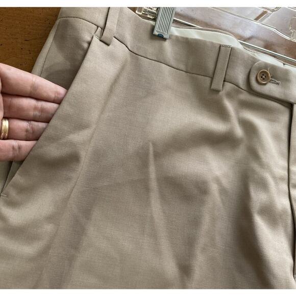 John Varvatos Star USA Men's Wool Dress Pants New Sz 40R Unhemmed Tan - Picture 5 of 8